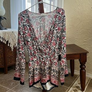 blu pepper floral romper with bell sleeves